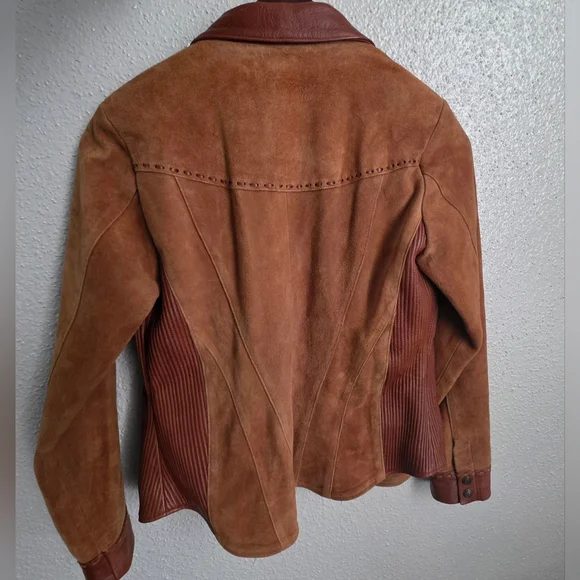 Vintage Old West Lambskin Leather Western Jacket Brown Medium - Picture 3 of 6